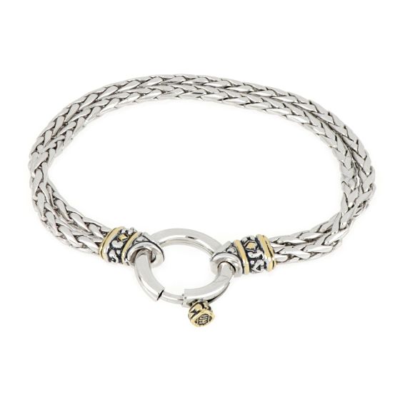 Celebration Rhodium Smooth Wheat Bracelet with gold tips and a Spring Ring 7