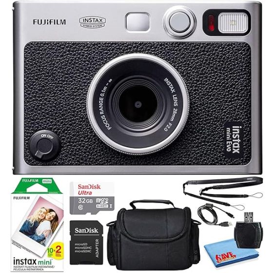 Fujifilm Instax Mini EVO Hybrid Instant Film Camera Bundle