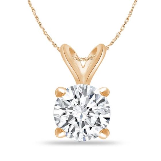 Bright White Round Lab Grown Diamond Pendant in 14K Yellow Gold 1.70ct, Color-FG, Clarity-VVS