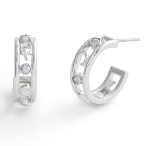 Signature C Open Hoop Earrings - Rhodium