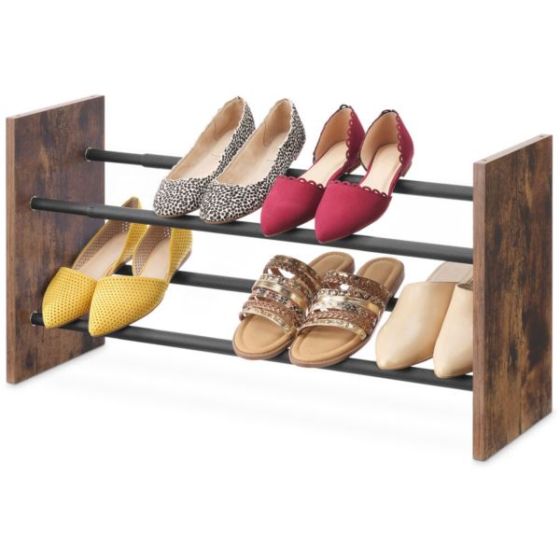 Modern Industrial Expandable 2-tier Shoe Rack
