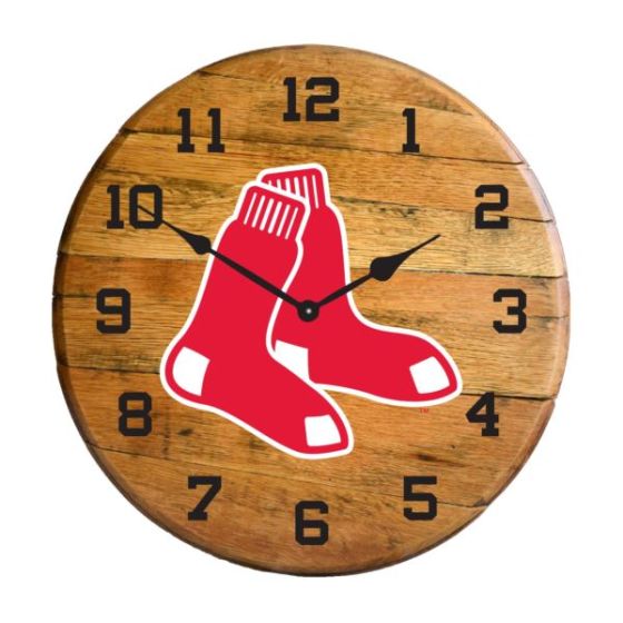 Boston Red Sox Oak Barrel Clock