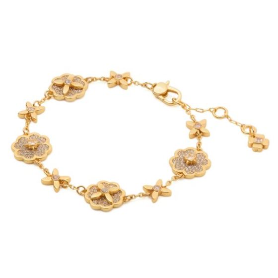 Heritage Bloom Line Bracelet - Clear/Gold