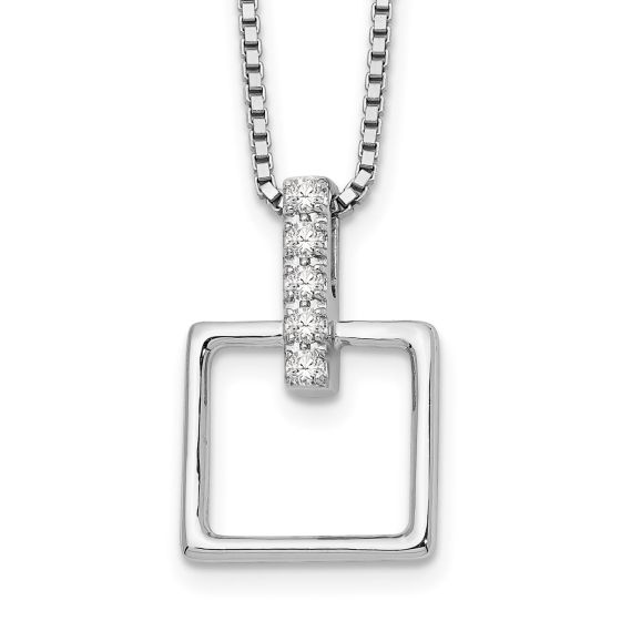 White Ice Sterling Silver RH Plated White Ice .05ct. Diamond Square 18