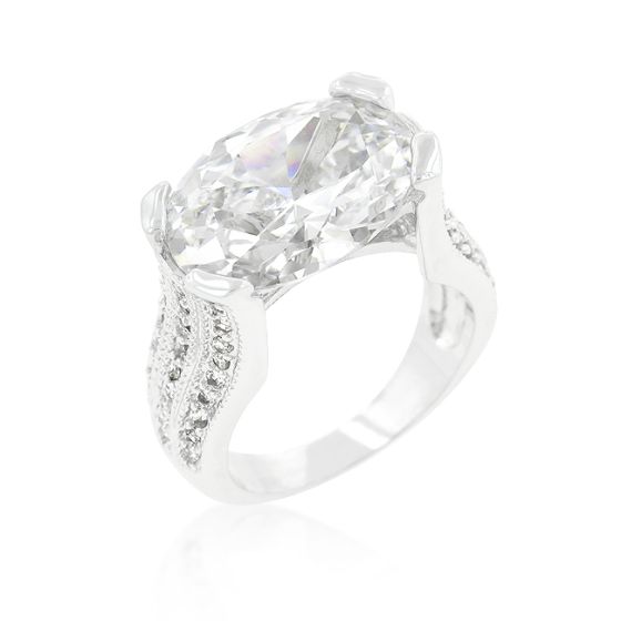 Oval Three Stone Cubic Zirconia Ring
