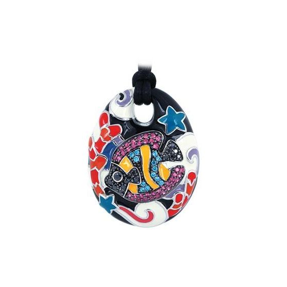 Belle Etoile Round MultiColor Cubic Zirconia studded Under the Sea Pendant - 925 Sterling Silver.