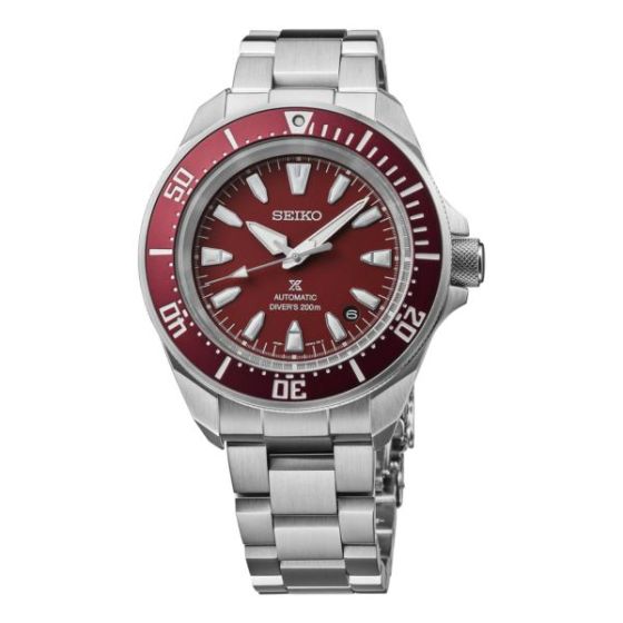 Men's Prospex Diver Sea Automatic Silver-Tone Stainless Steel Watch Red Dial