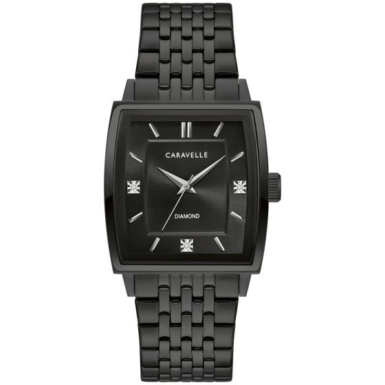 Men's Modern Black Stainless-Steel Bracelet with Black dial