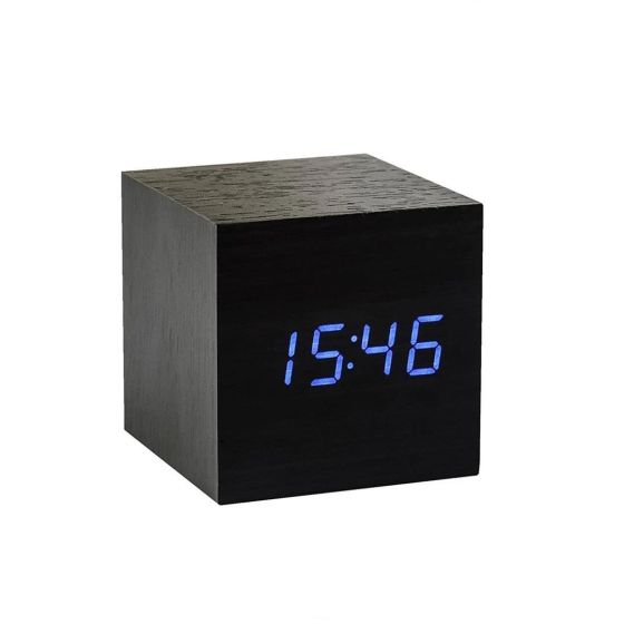Kutia Design Cube Alarm Clock Aluminum color with Blue LED