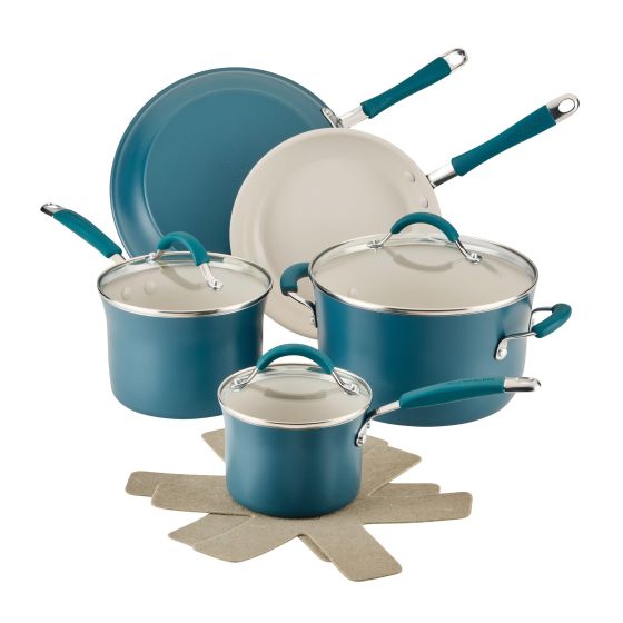 10pc Cucina Ceramic Cookware Set Marine Blue