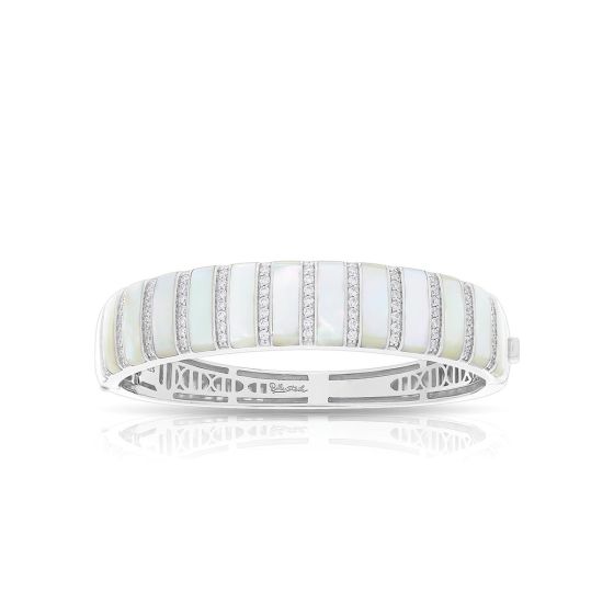 Belle Etoile Round Cubic Zirconia studded White Regal Stripe Bangle - 925 Sterling Silver.