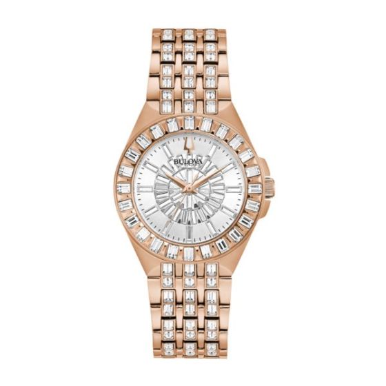 Ladies' Phantom Crystal Rose Gold-Tone Stainless Steel Watch Silver White Dial