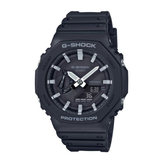 Men's 2100 G-Shock Octagon Ana-Digi Matte Black Resin Watch Black Dial