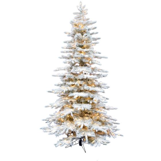 6.5-Ft. White Pine Snowy Artificial Christmas Tree with Warm White LED Lighting
