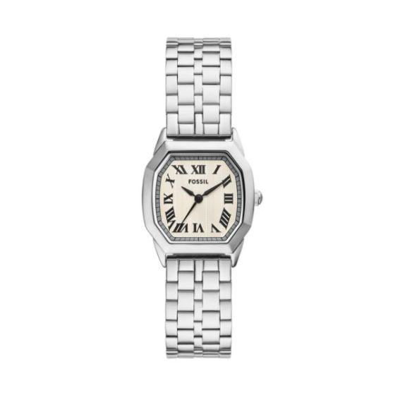 Ladies Harlow Silver-Tone Stainless Steel Octagon Watch Cream Dial