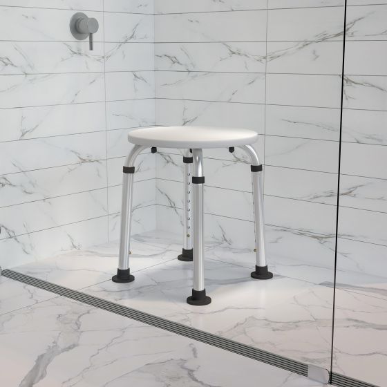 Tool-Free 300 Lb. Capacity, Adjustable White Bath & Shower Stool