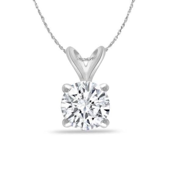 Bright White Round Lab Grown Diamond Pendant in 14K White Gold 0.75ct, Color-FG, Clarity-VVS