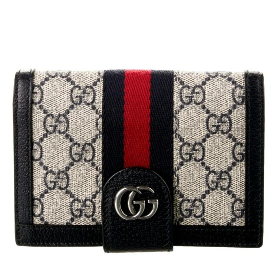 Gucci Ophidia GG Supreme Canvas Passport Holder Red and Blue