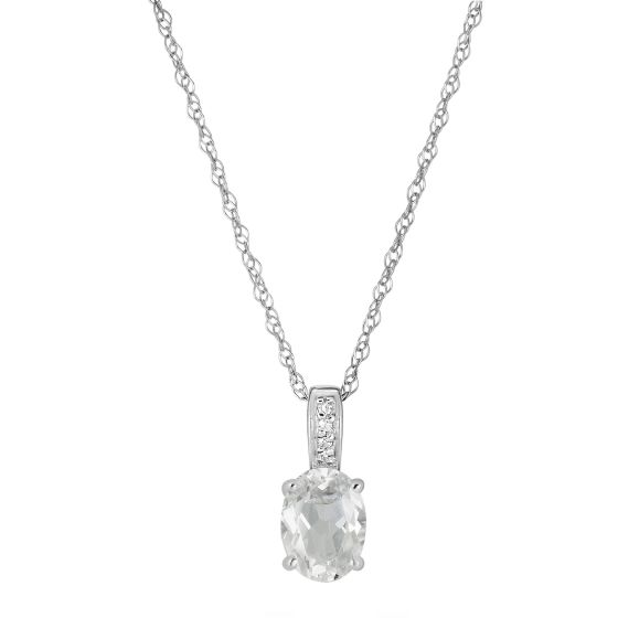 LALI Jewels 14K White Gold Diamond And White Topaz Pendant With Chain