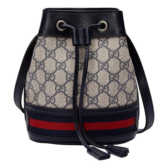 Gucci Ophidia Mini Beige And Blue GG Canvas Bucket Bag