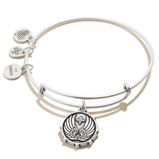 Guardian Angel Wings Charm Bangle - Rafaelian Silver