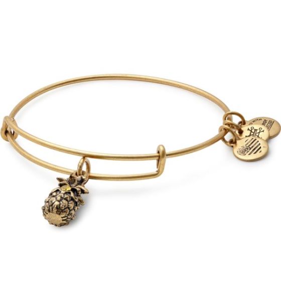 Pineapple Charm Bangle - Rafaelian Gold Finish