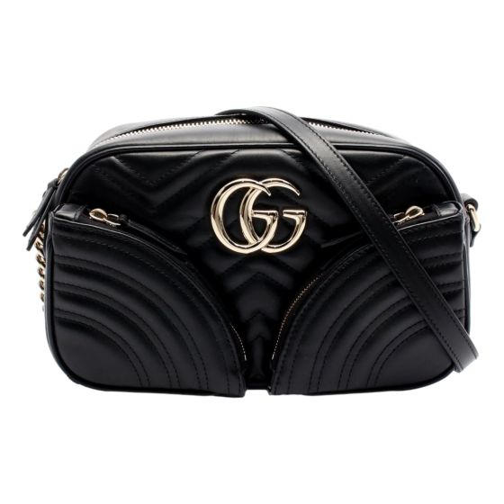 Gucci Marmont GG Black Multi Compartment Black Shoulder Bag