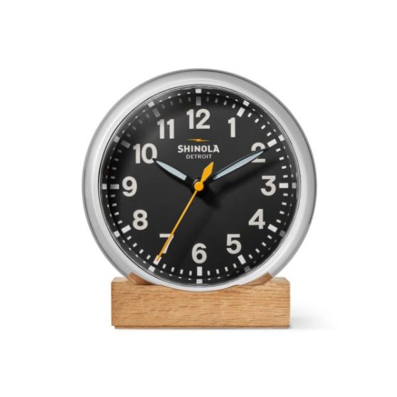 The Runwell 6-inch Desk Clock - Chrome/Black
