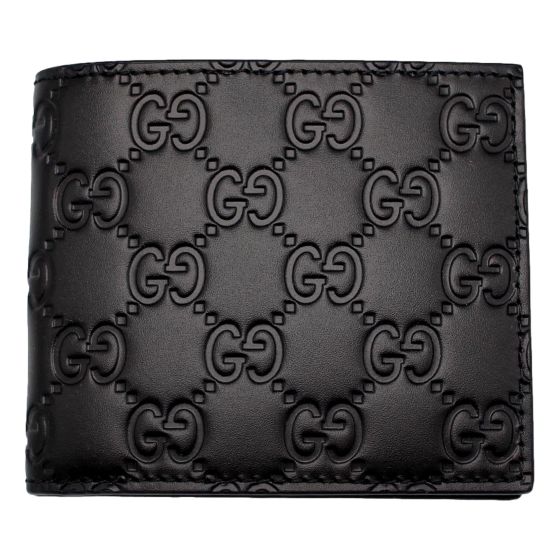 Gucci Guccissima Black Embossed Leather Bifold Wallet