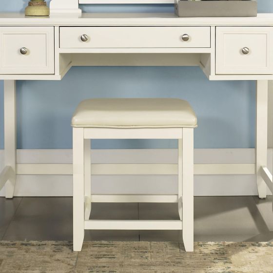 Vista Vanity Stool In White Finish