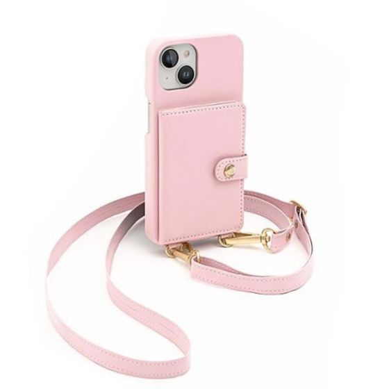 Doria - Silverlake Vegan Leather Wallet Crossbody Case for Apple iPhone 14 / 13 in Pink
