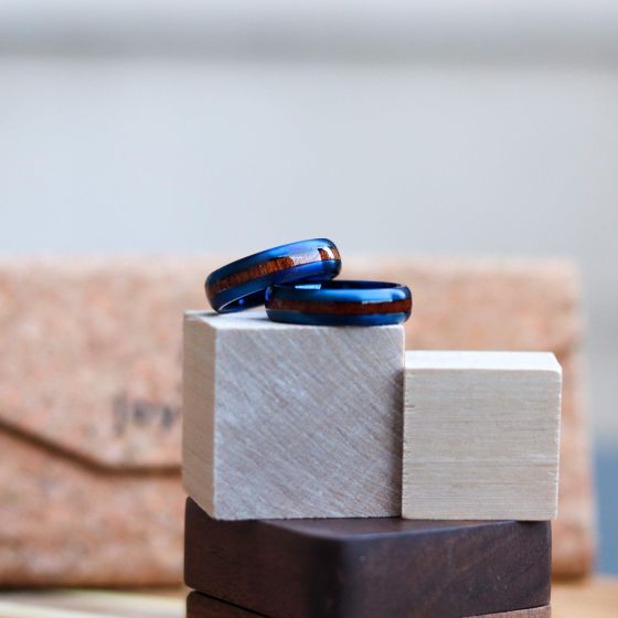 Blue Steel - Stainless Steel & Sapele Ring Size 10