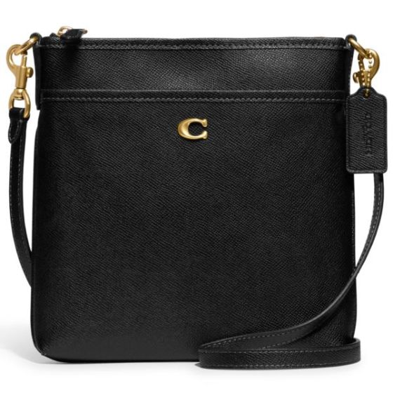 Crossgrain Leather Kitt Crossbody - Black/Brass