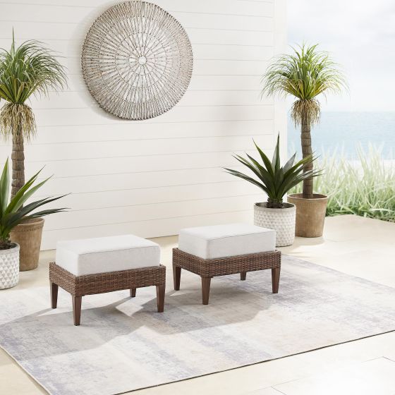 Capella 2Pc Outdoor Wicker Ottoman Set