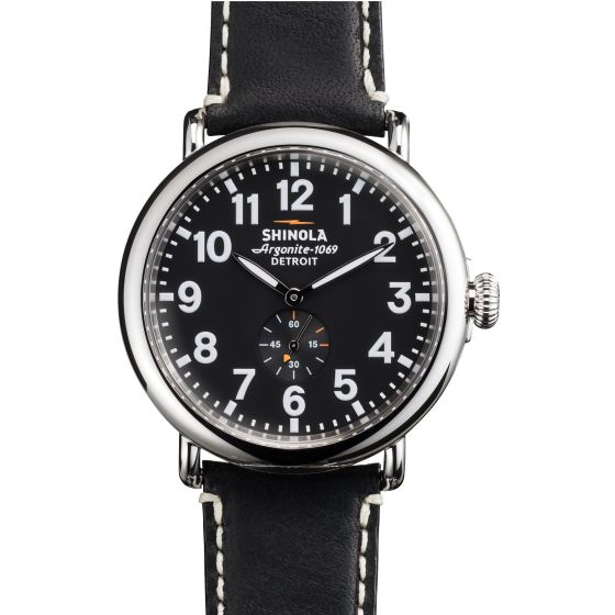The Runwell Leather Strap Watch - 47mm, Black