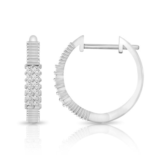 PARIKHS Princess cut Diamond Hoop Earring in 14K White Gold 0.25ct, Color-IJ, Clarity-VS2 SI1