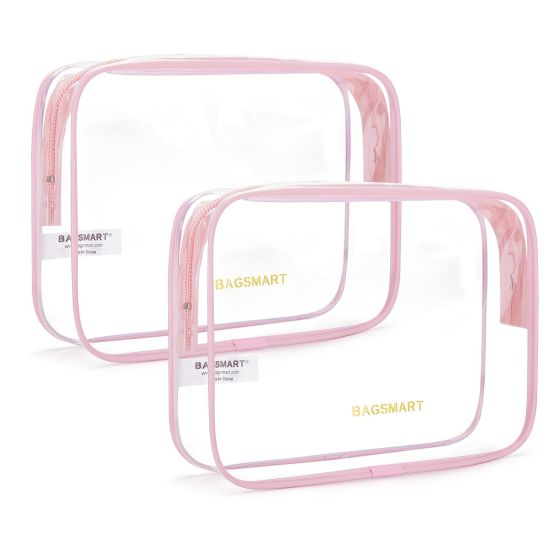 Bagsmart Clear Toiletry Bag 2PCS SET, Clear, Pink
