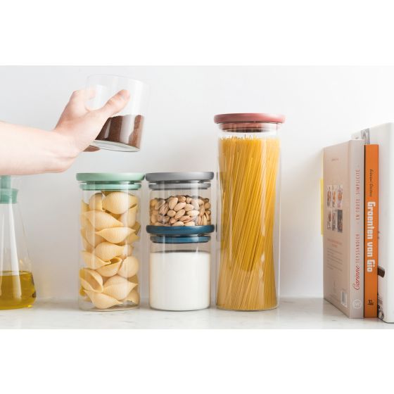 Leo Glass Food Container Set (3x), Grn, Blue, Gray