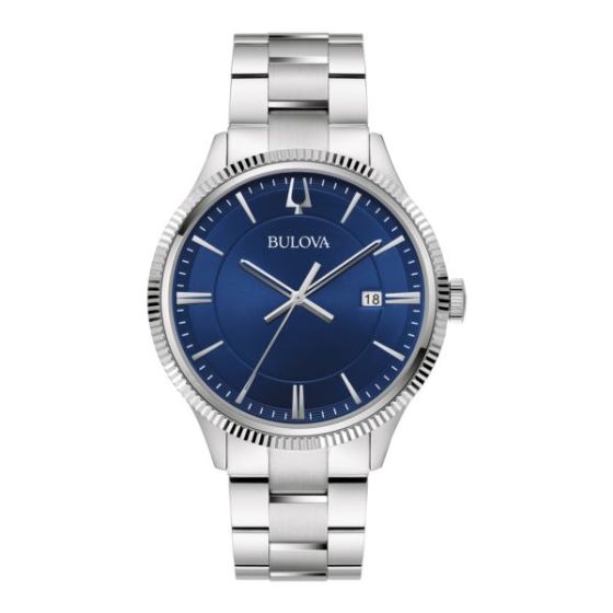 Men's Classic Collection Silver-Tone Stainless Steel Bracelet Watch Blue Dial