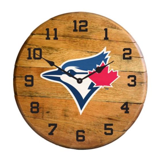 Toronto Blue Jays Oak Barrel Clock