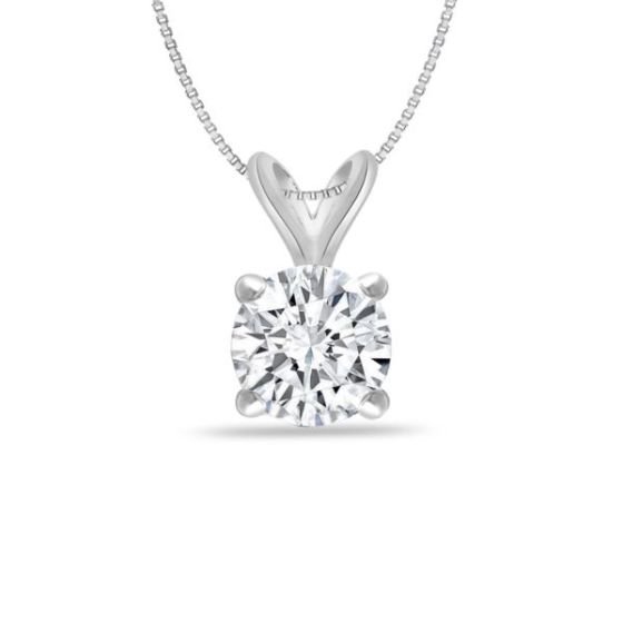 Bright White Round Lab Grown Diamond Pendant in 14K White Gold 0.20ct, Color-FG, Clarity-VVS