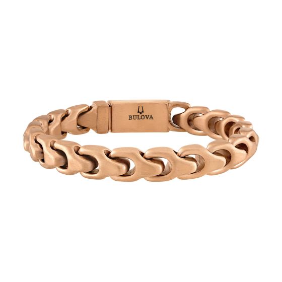 Bulova Link 8mm Rose-tone Satin finish Bracelet, 8.5