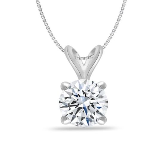 Bright White Round Lab Grown Diamond Pendant in 14K White Gold 0.60ct, Color-FG, Clarity-VS SI