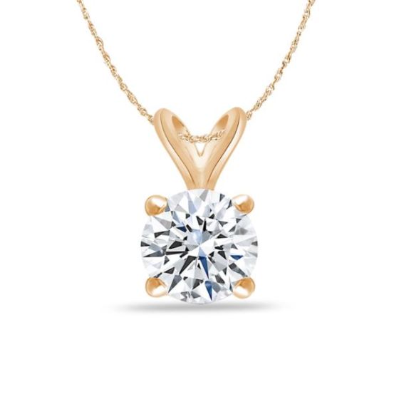 Bright White Round Lab Grown Diamond Pendant in 14K Yellow Gold 0.75ct, Color-FG, Clarity-VS SI