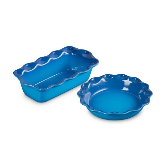 Set of 2 Heritage Fluted Pie Dish and Fluted Loaf Pan Marseille