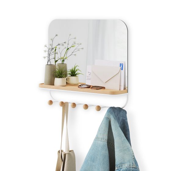 Estique Mirror W/  Hooks White