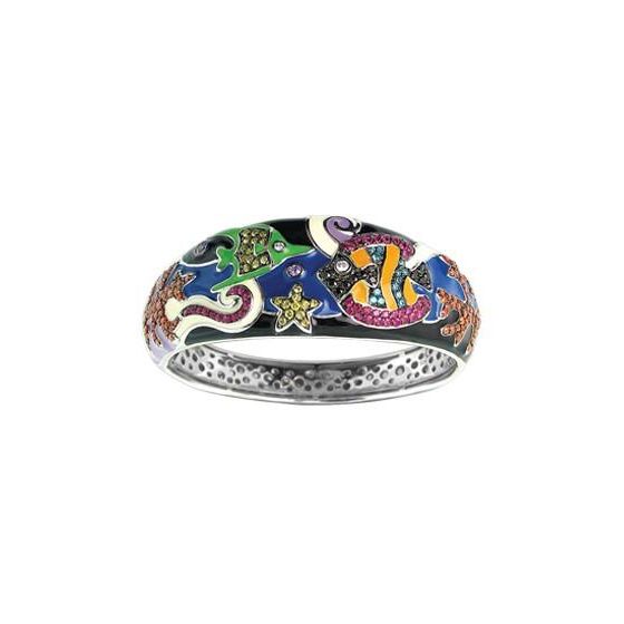 Belle Etoile Round MultiColor Cubic Zirconia studded Under the Sea Bangle-925 SS-Medium size