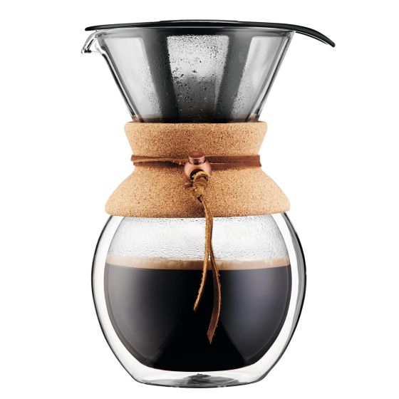 Pour Over 8 Cup Double Wall Coffeemaker w/ Cork Band