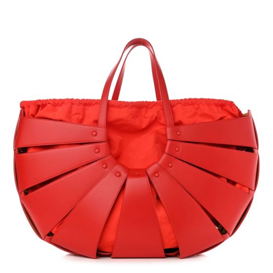 Bottega Veneta The Shell Chili Tomato French Calfskin Leather Shoulder Bag