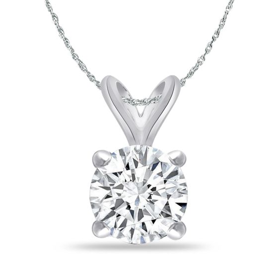 Bright White Round Lab Grown Diamond Pendant in 14K Rose Gold 1.90ct, Color-FG, Clarity-VVS